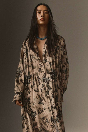 MOMONI Viscose Maxikleid "NATALIE" verde multicolor