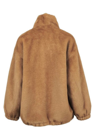 OAKWOOD Fake Fur Jacket "BE GOOD TO" cognac