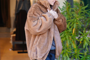 OAKWOOD Fake Fur Jacket "BE GOOD TO" cognac