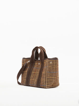 Flanneltasche "Traversée" small chocolat carro