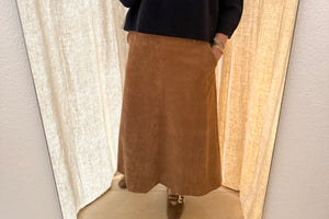 VIA MASINI Velourcord Jupe "GRAZIA" cognac