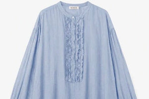 SOSUE Baumwollbluse Ruffle "Bruna" light blue