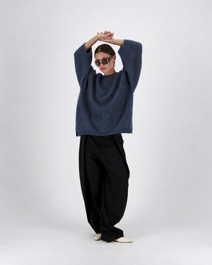 I LOVE MR MITTENS Chunky Wool "NAOMI" Sweater dark navy méliert