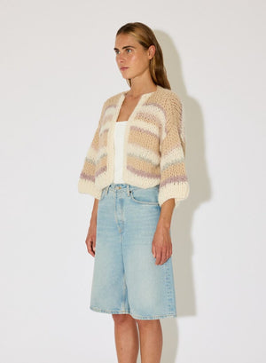 MAIAMI short sleeve cardigan "ALPACA" beige