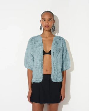 MAIAMI short sleeve cardigan "ALPACA" cinnamon