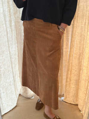 VIA MASINI Velourcord Jupe "GRAZIA" cognac