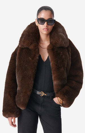 VANESSA BRUNO Fakefur Jacke "DANIEL" brown