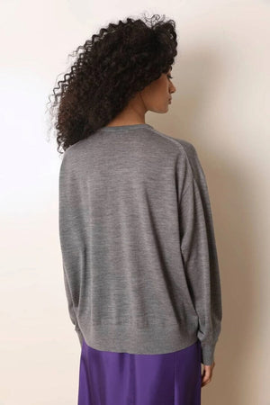 LAURENCE BRAS Feinstrick Sweater "SUNRISE" grey mélange