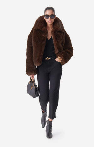 VANESSA BRUNO Fakefur Jacke "DANIEL" brown