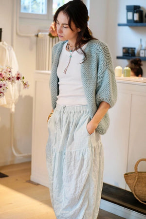 MAIAMI Kurzarm Cardigan "ALPACA" steel green