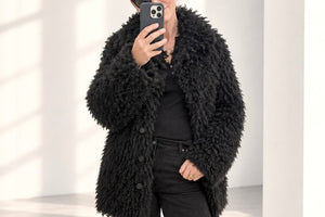 OAKWOOD Fake Fur Jacket "KIWI" schwarz