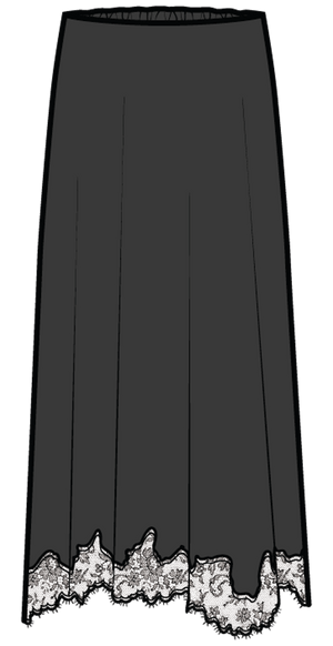 VELVET verwaschener Seidenjupe "KRISTIN" mit Lace schwarz