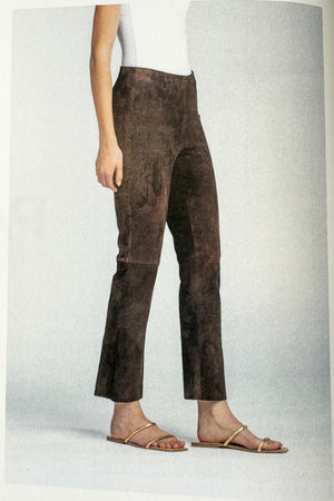 VIA MASINI Wildlederhose "FIRENZE" cropped cacao