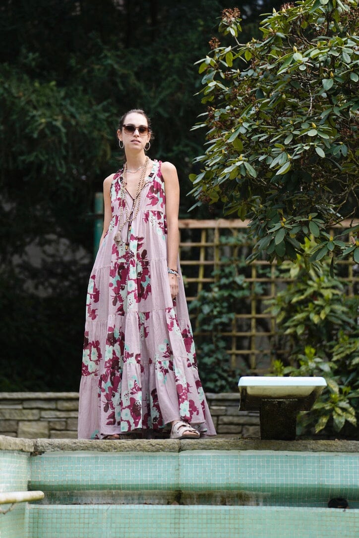 YVONNE S Maxi Hippy Dress "Rose" Flower ohne Arm