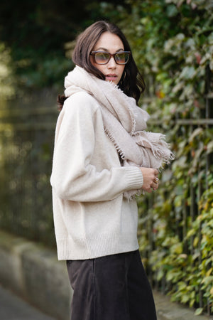 GREYMARL Rundhalspullover "BOYFRIEND" sand