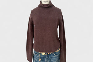 FFC Stehkragen Pullover "14086" aubergine/braun