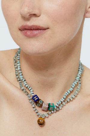 TAMARA TAICHMANN Thulite - Steinkette "Chrysoprase" grün/blau