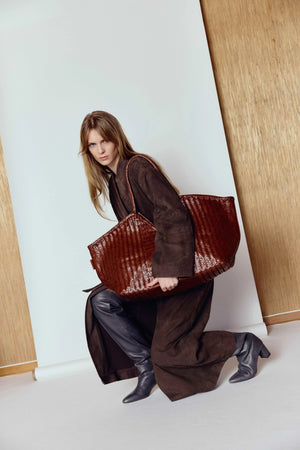 CALAJADE Leather shopper "MISU" L - black