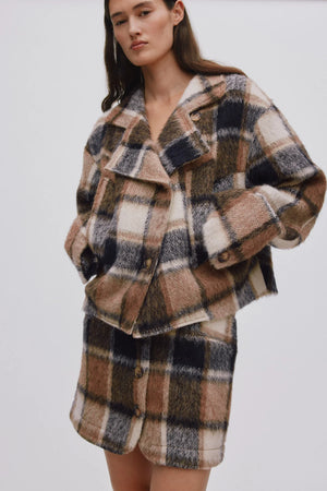 RABENS SALONER Woolmix Jacket "EHSAN" check brown