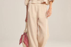 VELVET linen trousers "GINI05" shadow