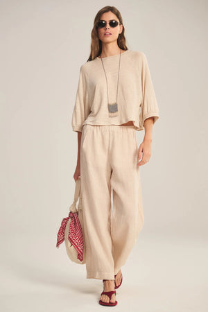 VELVET linen trousers "GINI05" shadow