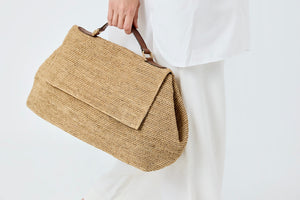 IBELIV "LAHADY" Raffiatasche natural