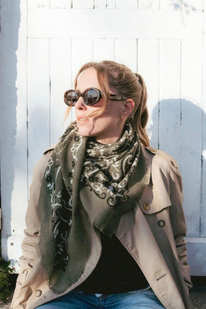 MAISON LECOMTE FLAMANT Wool/Cashmere "Scarf" khaki