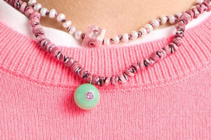 TAMARA TAICHMANN Rhodonite - Steinkette "Amazonite" altrosa