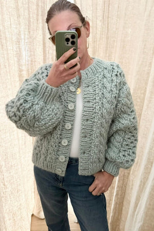 I LOVE MR MITTENS Chunky Wool "HONEY" Bomber sea foam