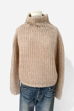 FFC Stehkragen Pullover "14057" chiné beige (C)