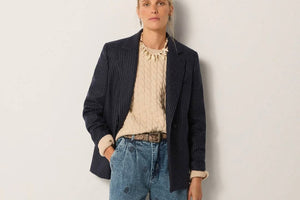 MAISON HOTEL Woolmix Blazer "JACKIE" navy stripe
