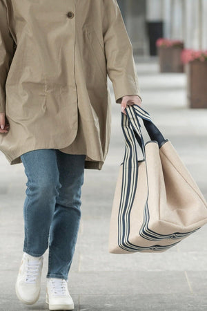 Cotton bag "Traversée" medium black / sand