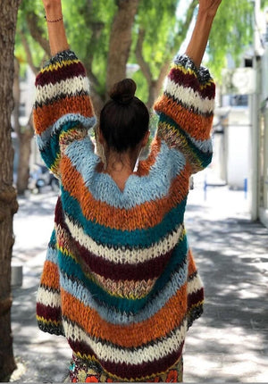 E WITH LOVE Handknit Jacke "MAYA" multi stripe