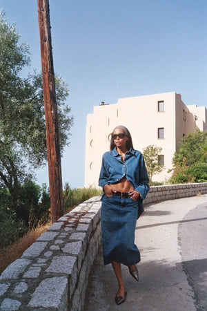 RABENS SALONER Jeansjupe "RAMONE" washed indigo