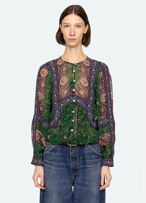 SEA NEW YORK Seidenbluse "MELBA" grün multi