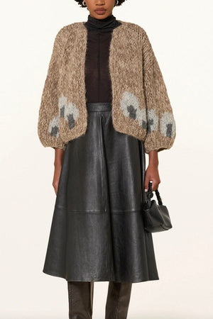MAIAMI Fleecy Alpaca Bomber Intarsia taupe