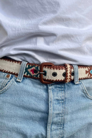 Mehrfarbiger, ethnischer Gürtel "UNYKE" creme