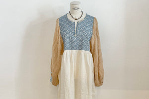 NINA LEUCA Baumwoll/Leinenkleid "ESTELLE" offwhite