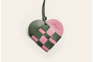 CALAJADE Ledercharm "HEART" green/rose