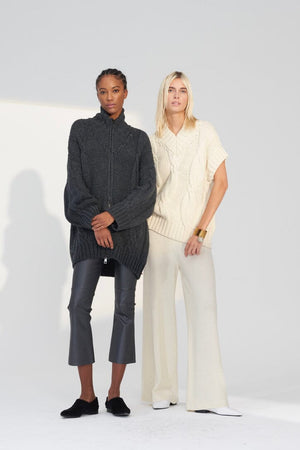 VIA MASINI Strickjacke "Zip" antracite