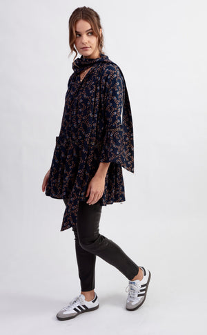 YVONNE S Angelica Blouse "Viola Repeat" midnight