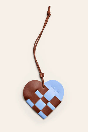 CALAJADE Ledercharm "HEART" brown/blue