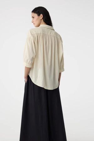 KNIT TED poplin shirt "LIES" light blue