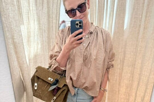 CLARAMONTE Baumwollbluse "NAILA" camel stripe