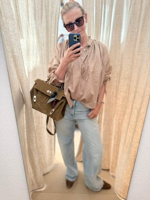 CLARAMONTE Baumwollbluse "NAILA" camel stripe