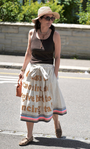 KARIEN BELLE Midi Skirt "POETRY" creme/rose