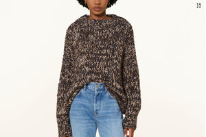 MAIAMI Alpaca Handstrickpullover brown/navy mélange