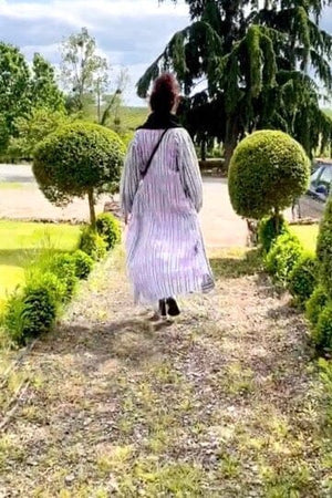 KARIEN BELLE Kimono Kleid "POETRY" stripe beige