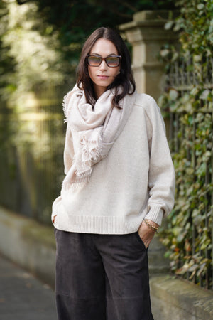 GREYMARL Rundhalspullover "BOYFRIEND" sand