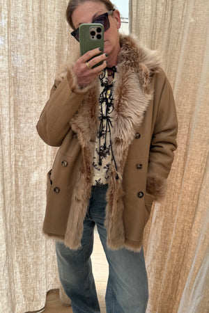 UTZON Shearlingjacke "JEHANNE" camel